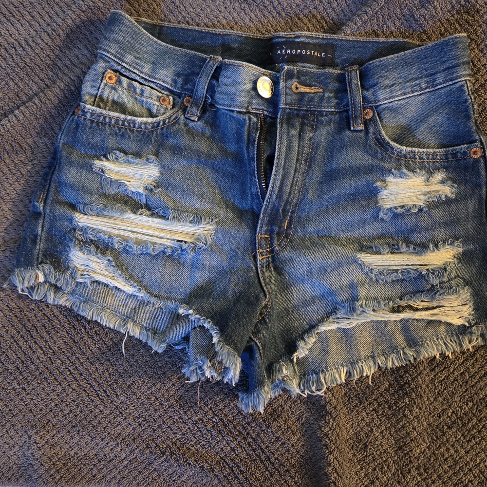 Aeropostale Blue Distressed Jean Shorts